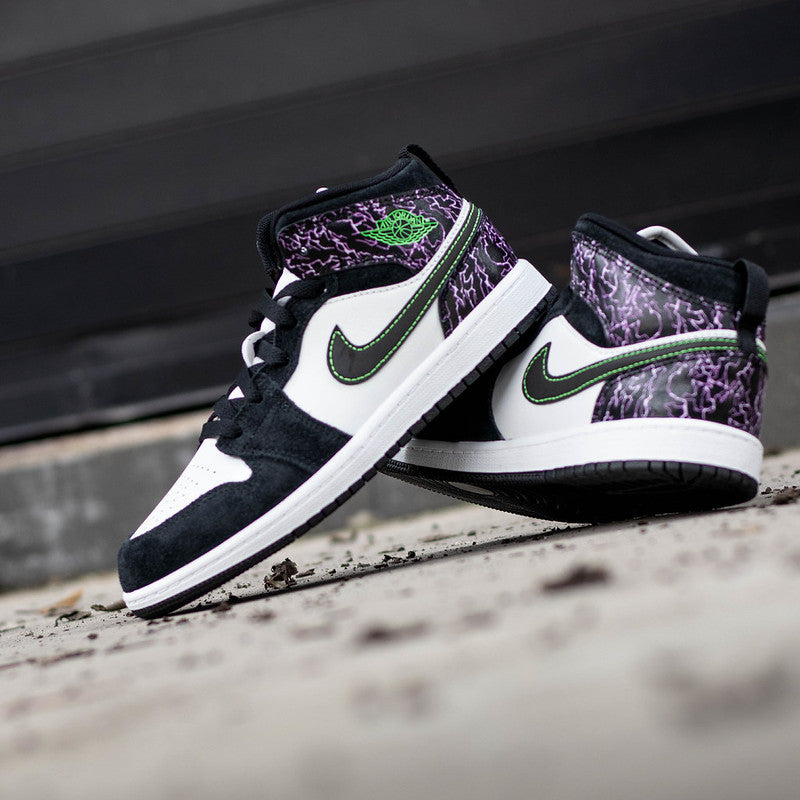 AIR JORDAN 1 MID PURPLE GREEN LIGHT PS