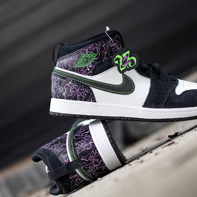 AIR JORDAN 1 MID PURPLE GREEN LIGHT PS