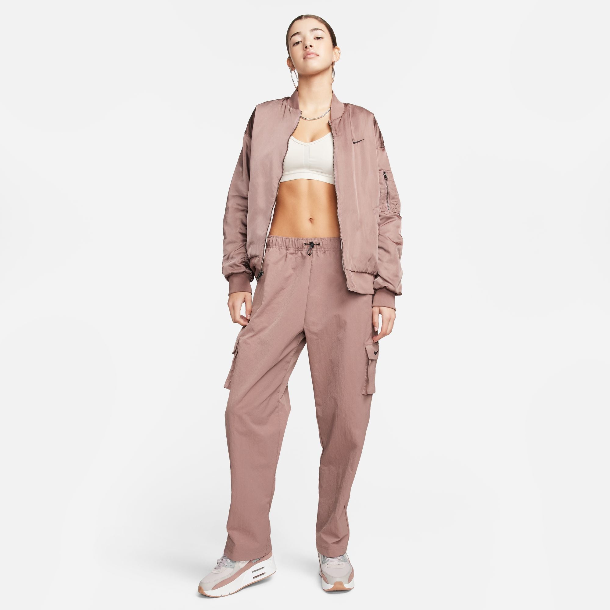 NIKE CARGO PANTS WOVEN HIGH RISE MAUVE