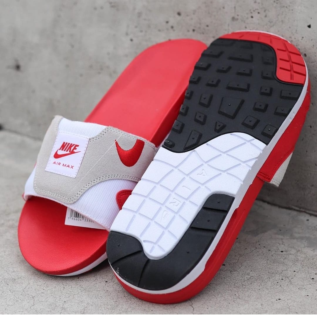 NIKE AIR MAX SLIDE WHITE RED