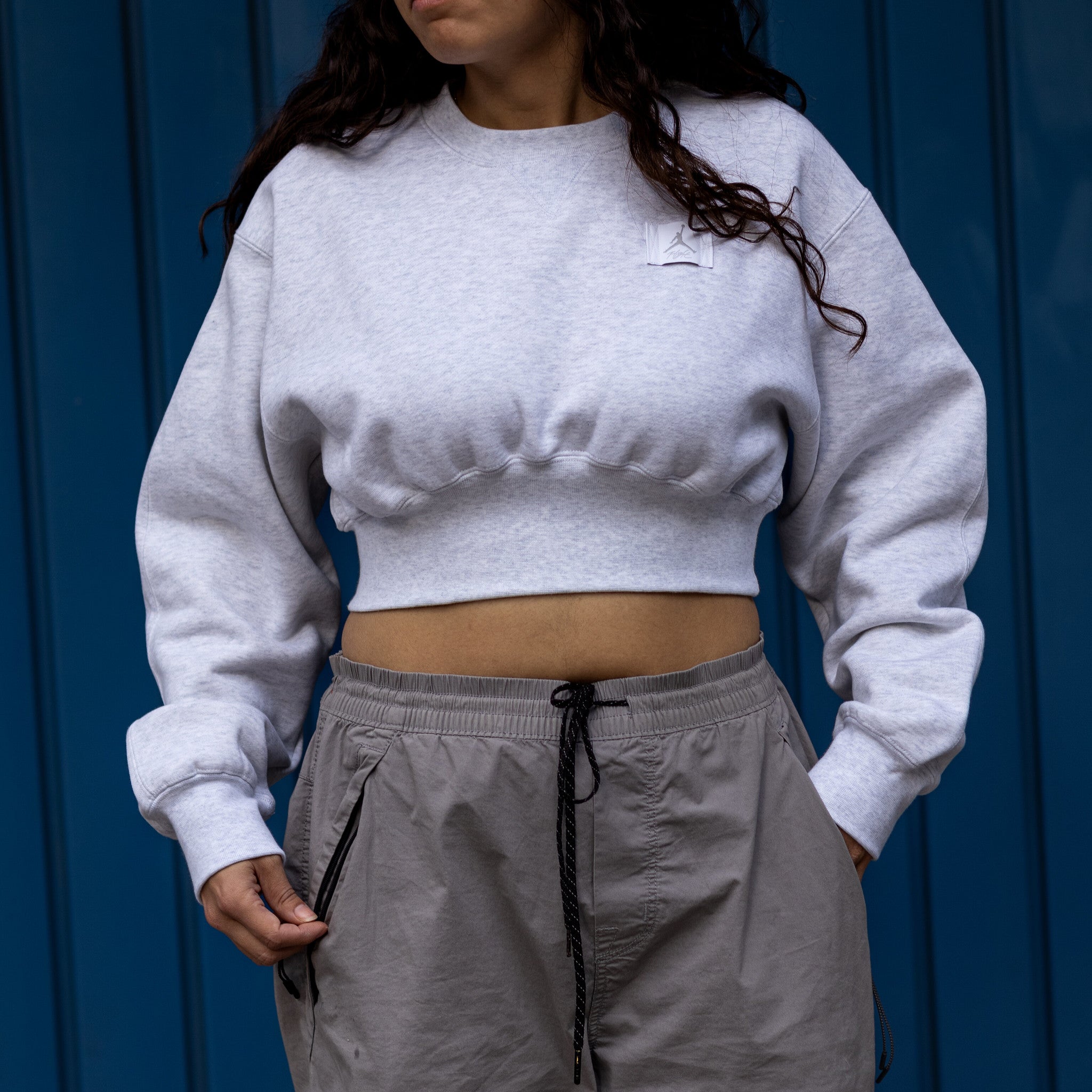 JORDAN FLIGHT CROPPED JUMPMAN BOX GREY-