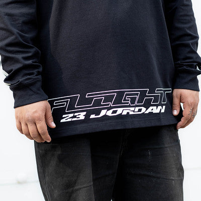 JORDAN TEE LONG BLACK FLIGHT WHITE 2-FZ1971-010-B