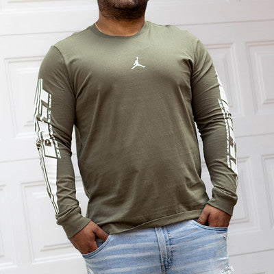 JORDAN TEE LONG GREEN FLIGHT WHITE-FZ1973-222-A