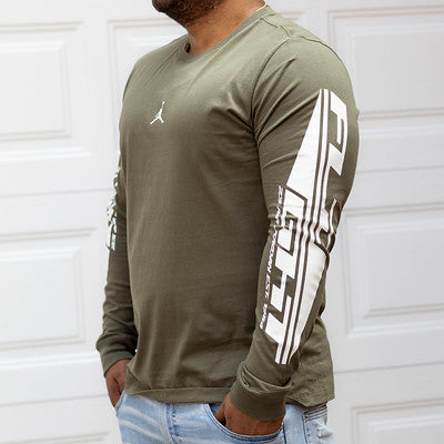 JORDAN TEE LONG GREEN FLIGHT WHITE-FZ1973-222-B