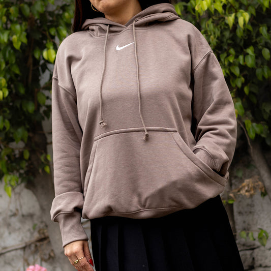 NIKE NSW HOODIE FLC MINK BROWN