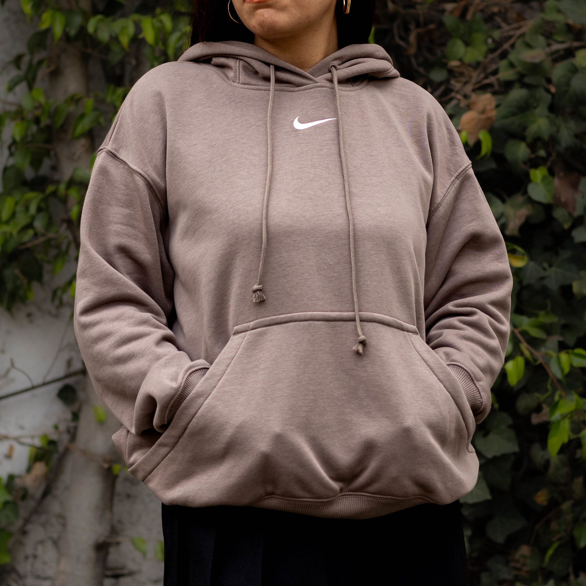 NIKE NSW HOODIE FLC MINK BROWN