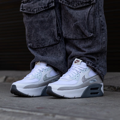 NIKE AIR MAX 90 LV8 WHITE PHOTON DUST GLITTER-HQ3456-191-A