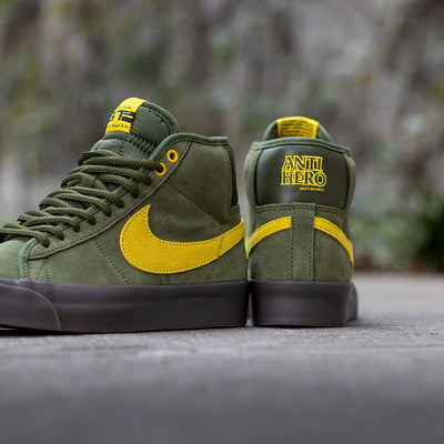 NIKE SB BLAZER MID ANTIHERO ROUGHT GREEN AND YELLOW-BHM5838-300-B