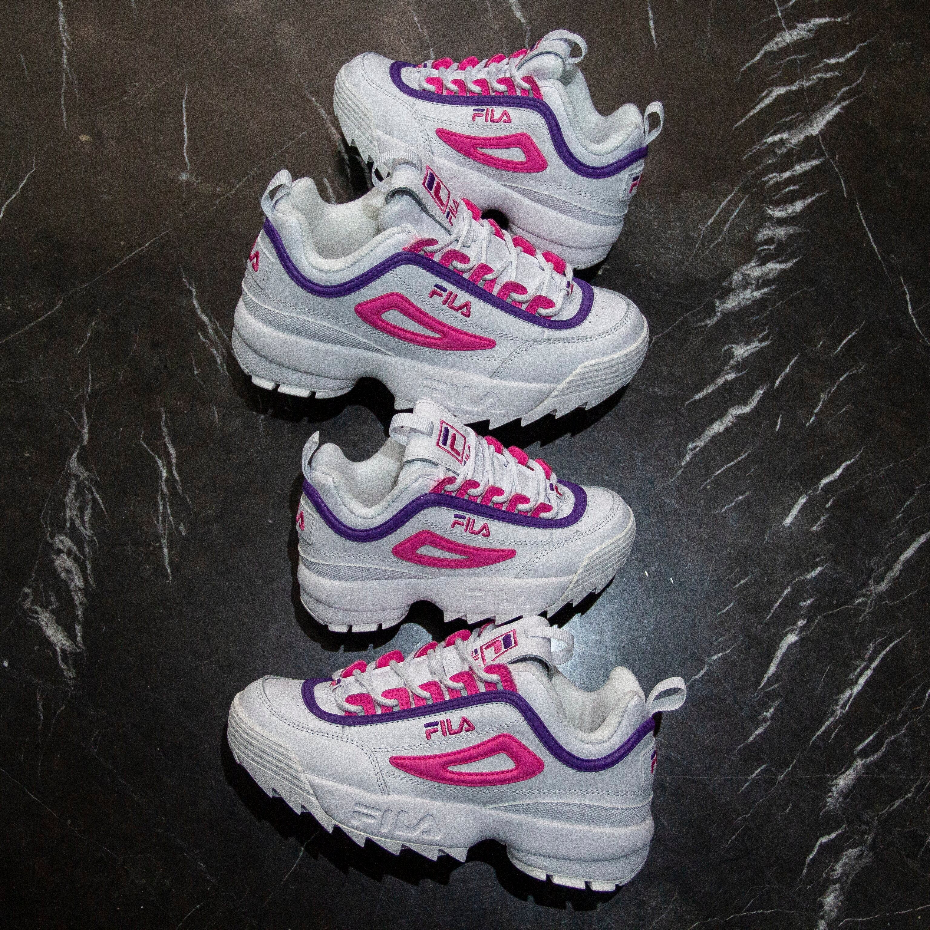 FILA DISRUPTOR WHITE LINES PINK PURPLE