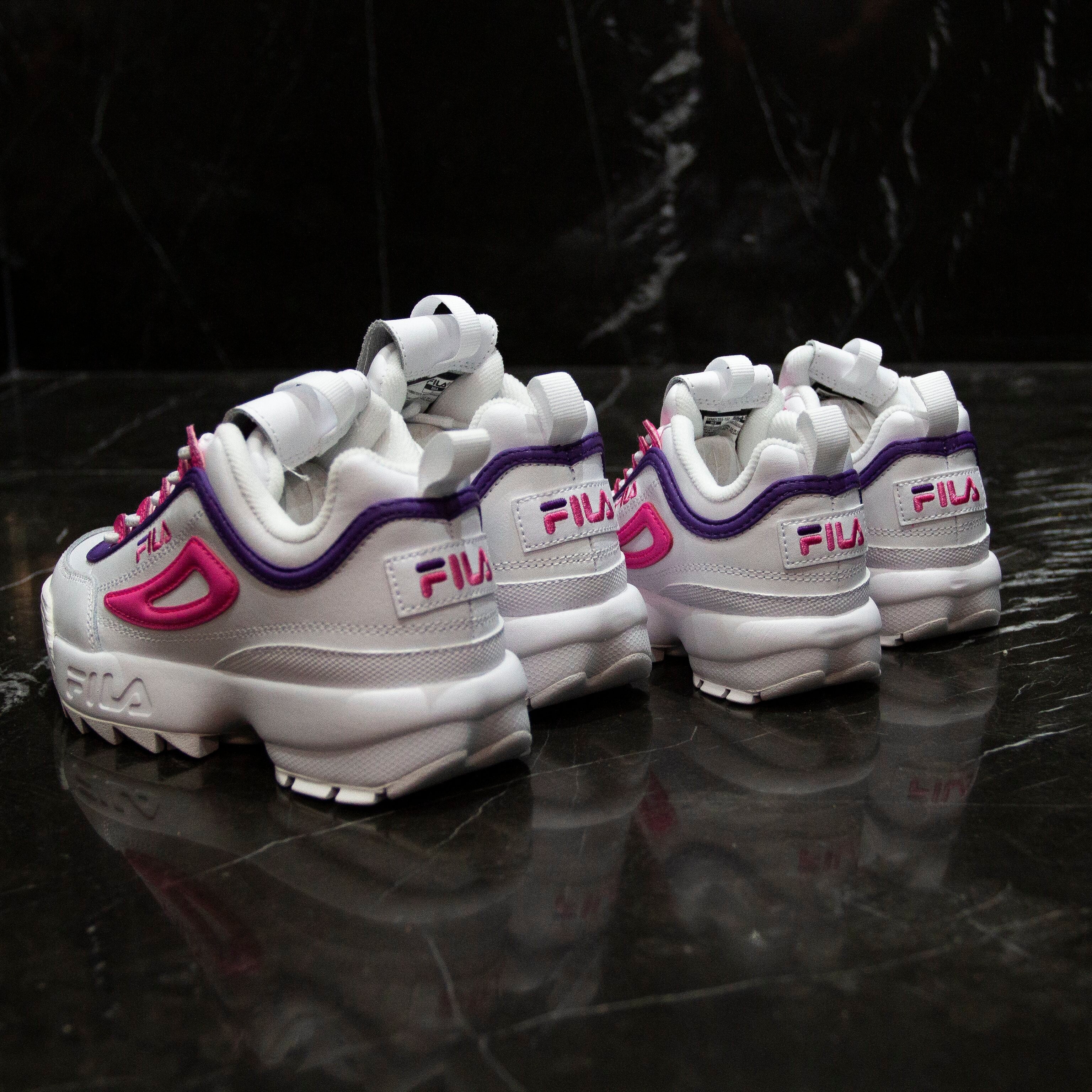 FILA DISRUPTOR WHITE LINES PINK PURPLE