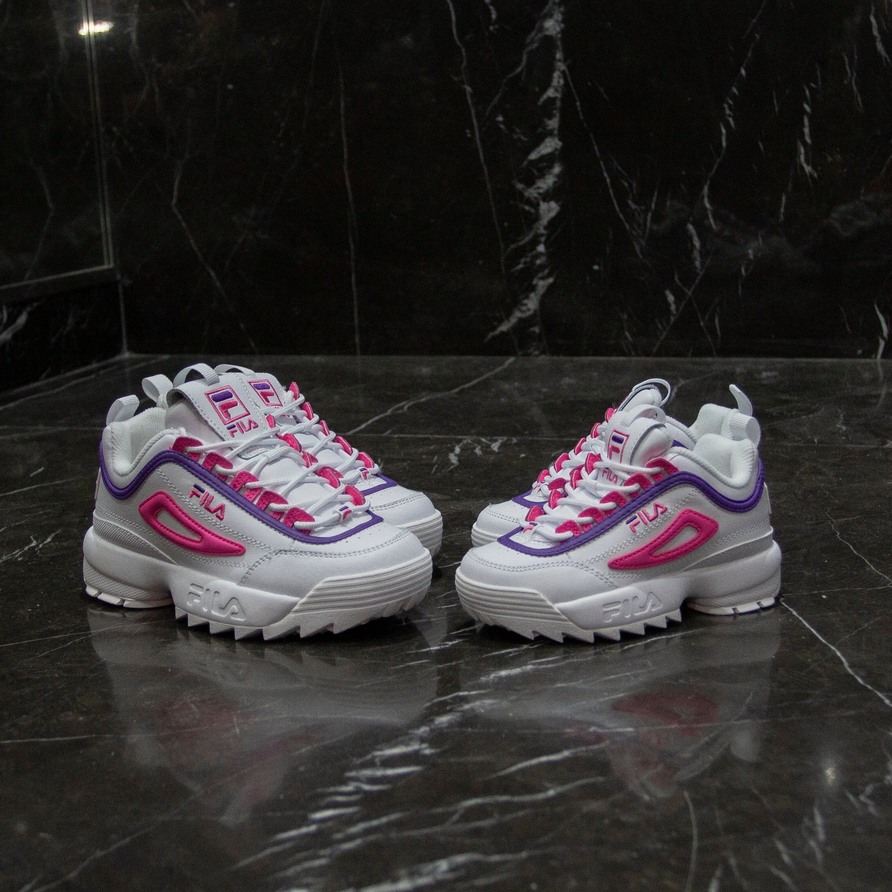 FILA DISRUPTOR WHITE LINES PINK PURPLE