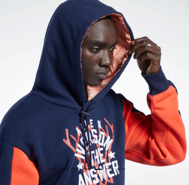 REEBOK HODDIE IVERSON FLEECE NAVY ORANGE