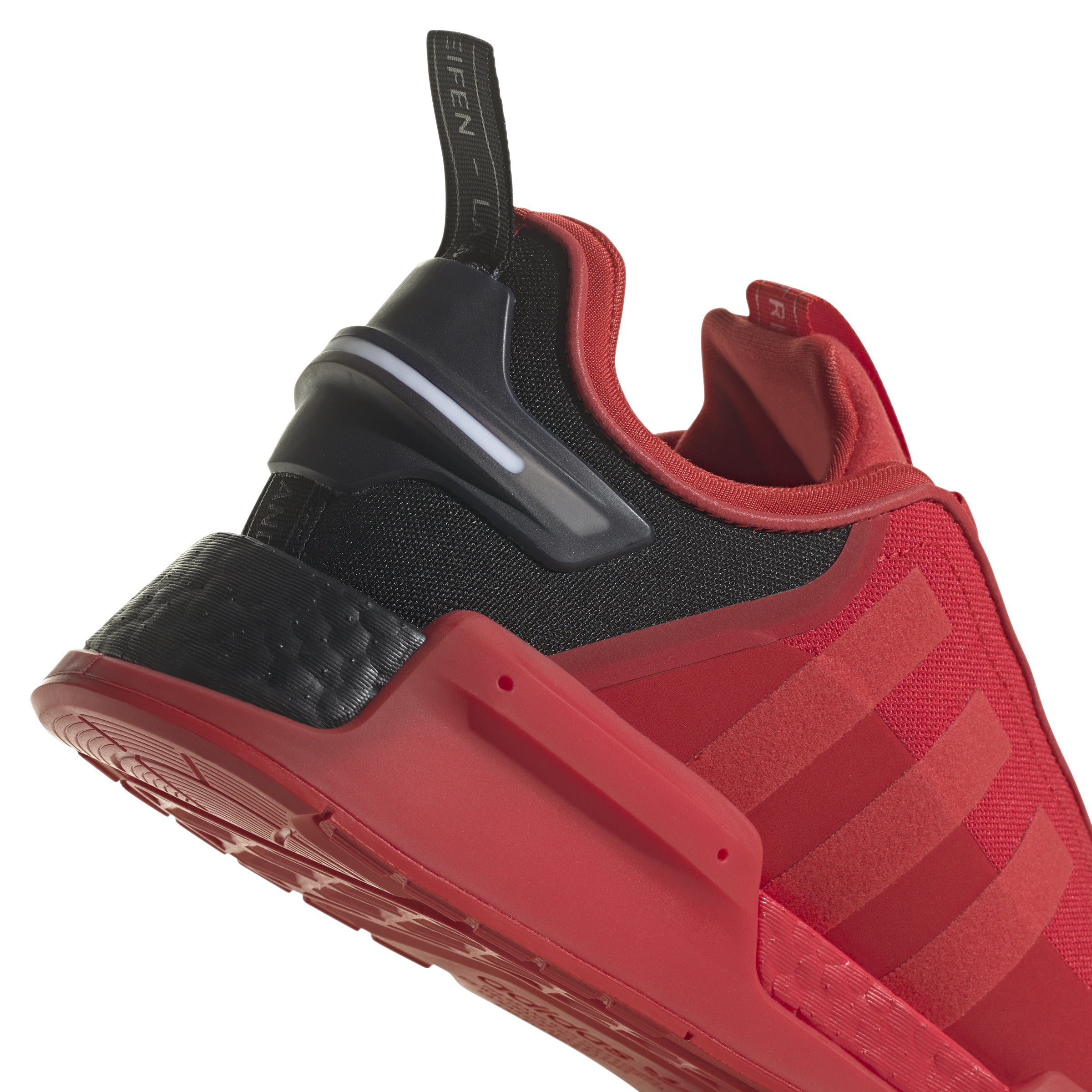 White nmd with red top