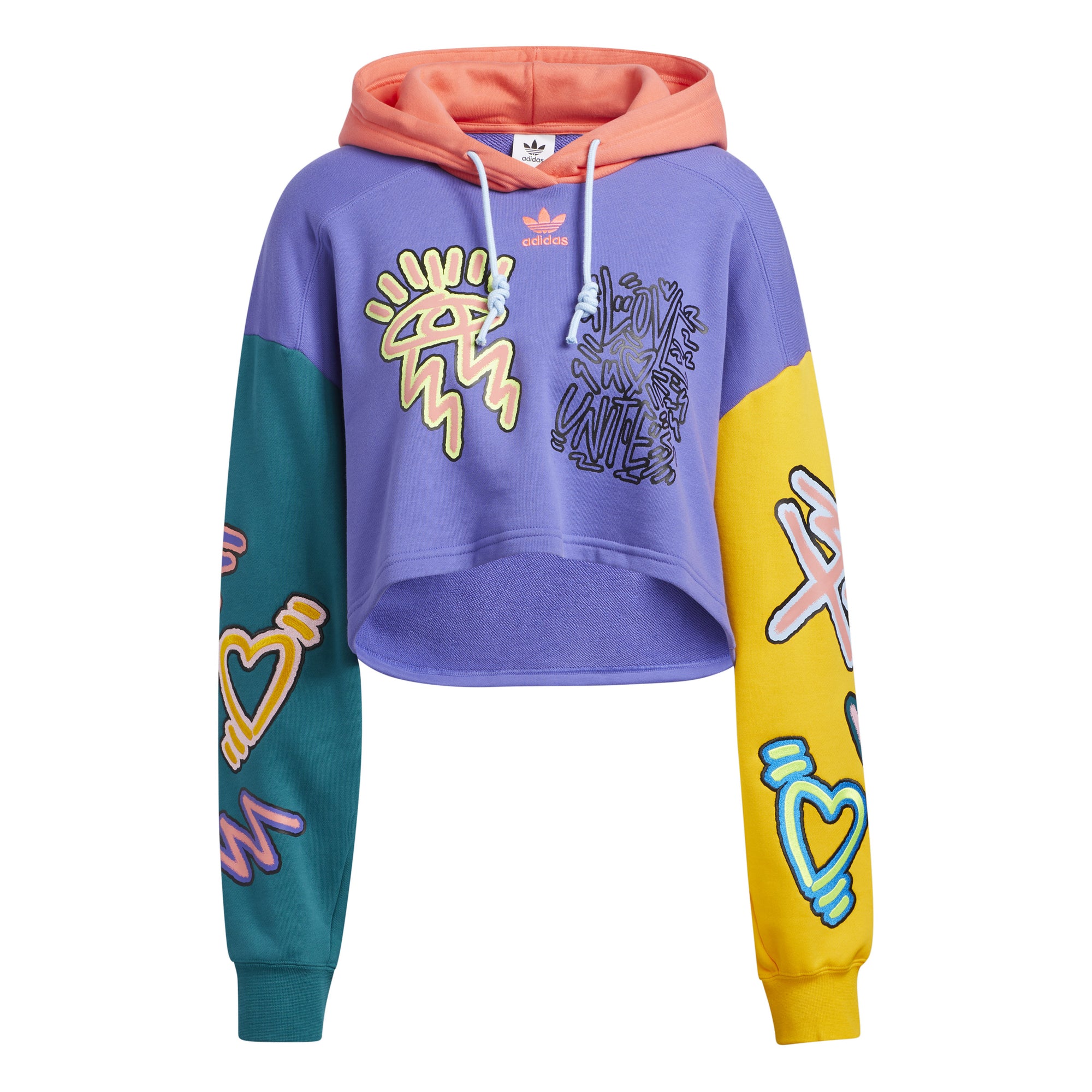 ADIDAS CROP HOODIE LOVE UNITES MULTI