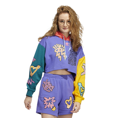 ADIDAS CROP HOODIE LOVE UNITES MULTI
